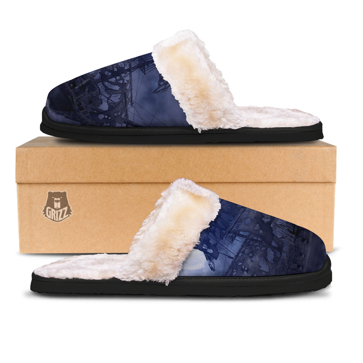 Flying Dutchman Ghost Pirate Ship Print Slippers-grizzshop