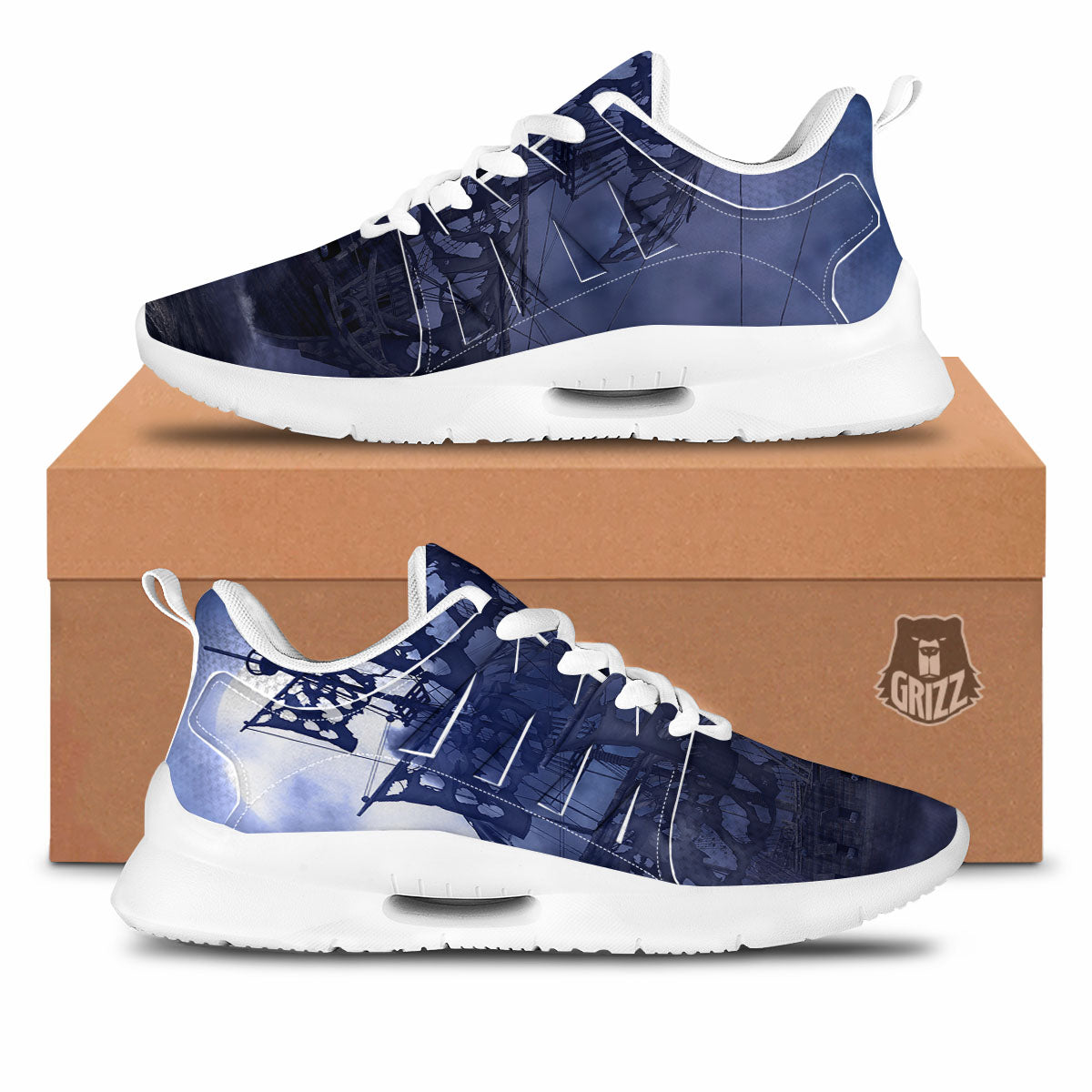 Flying Dutchman Ghost Pirate Ship Print Tennis Shoes-grizzshop