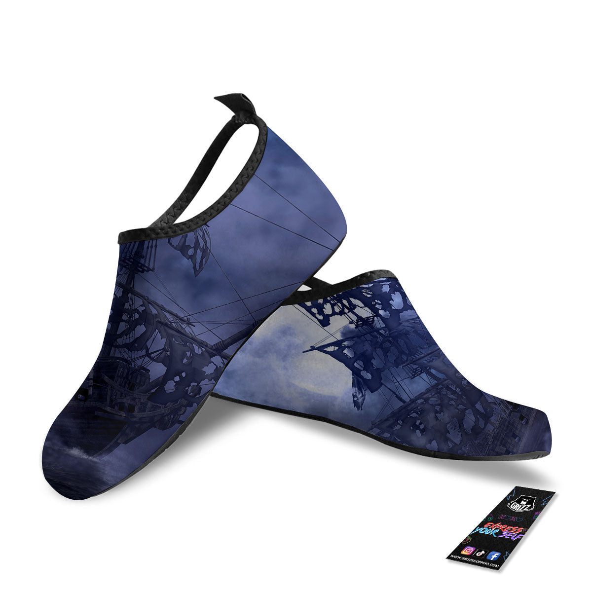 Flying Dutchman Ghost Pirate Ship Print Water Shoes-grizzshop