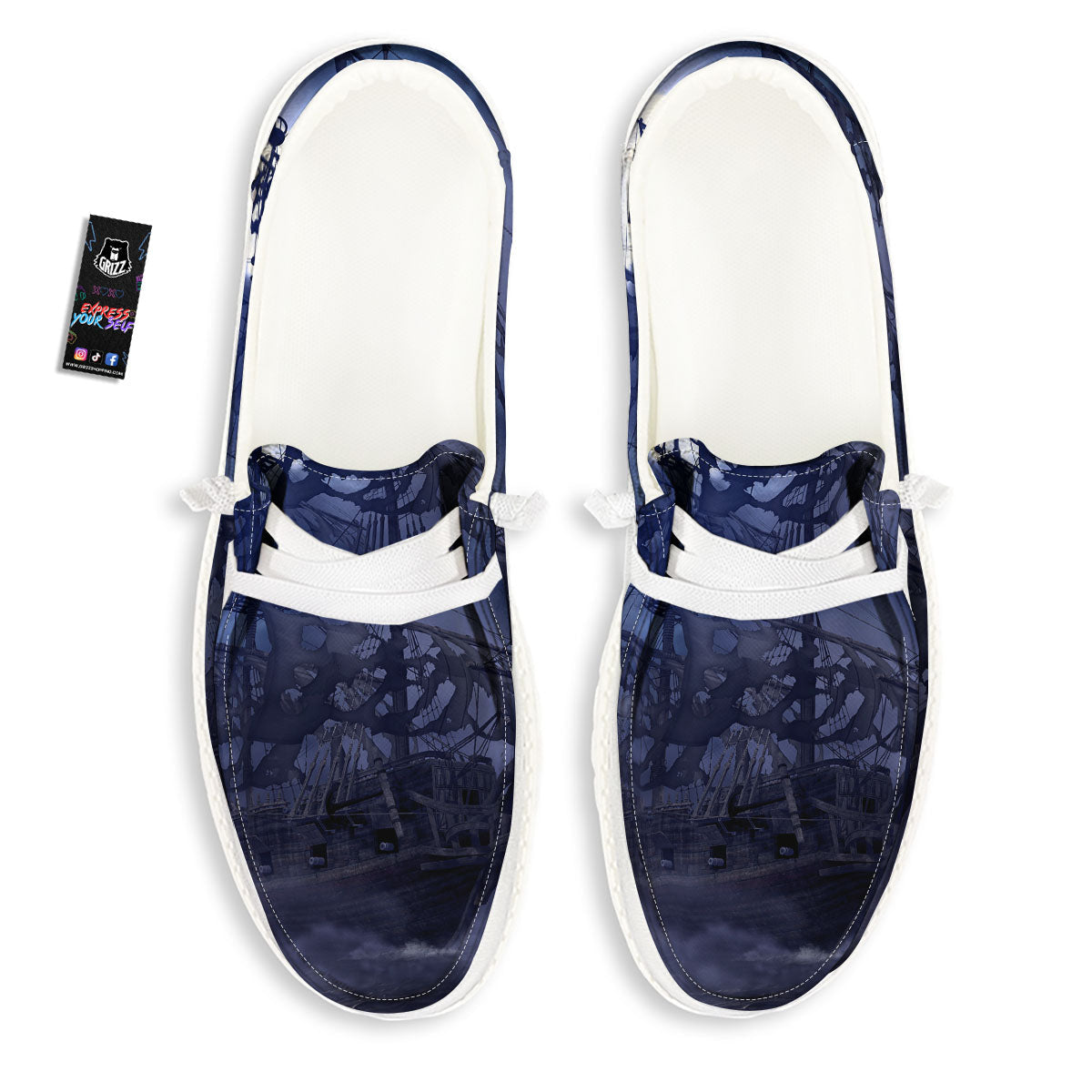 Flying Dutchman Ghost Pirate Ship Print White Loafers-grizzshop