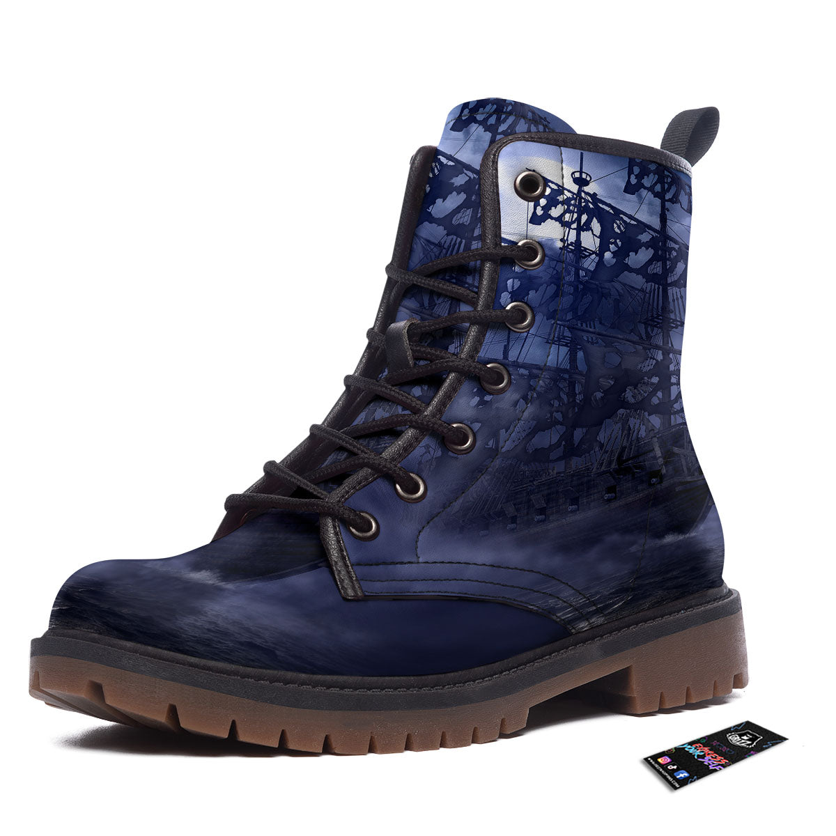 Flying Dutchman Ghost Pirate Ship Print Work Boots-grizzshop
