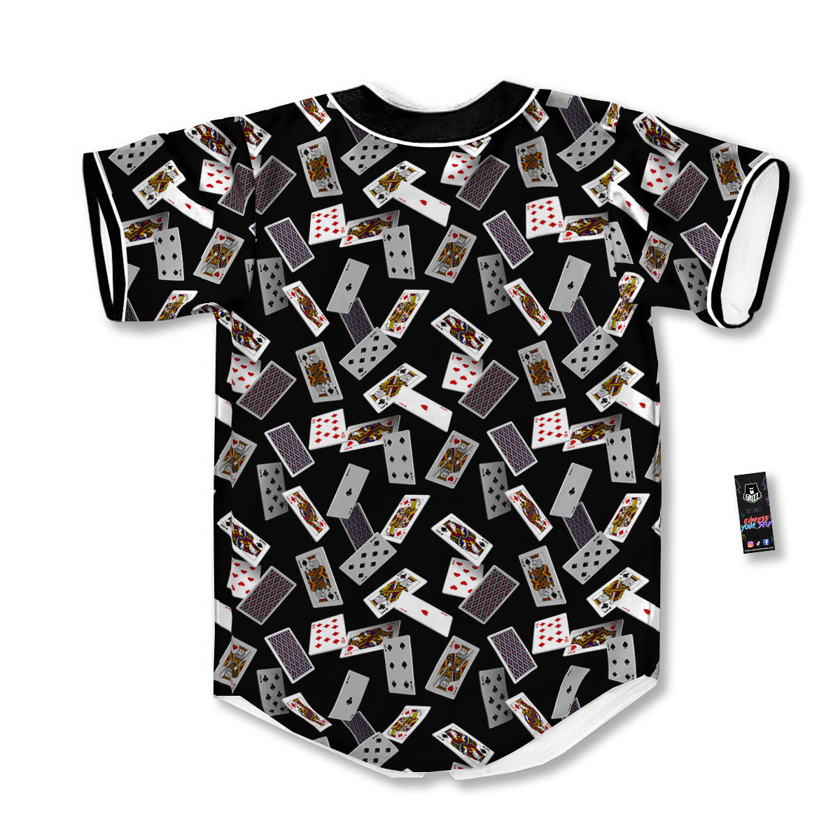 Flying Playing Cards Print Baseball Jersey-grizzshop