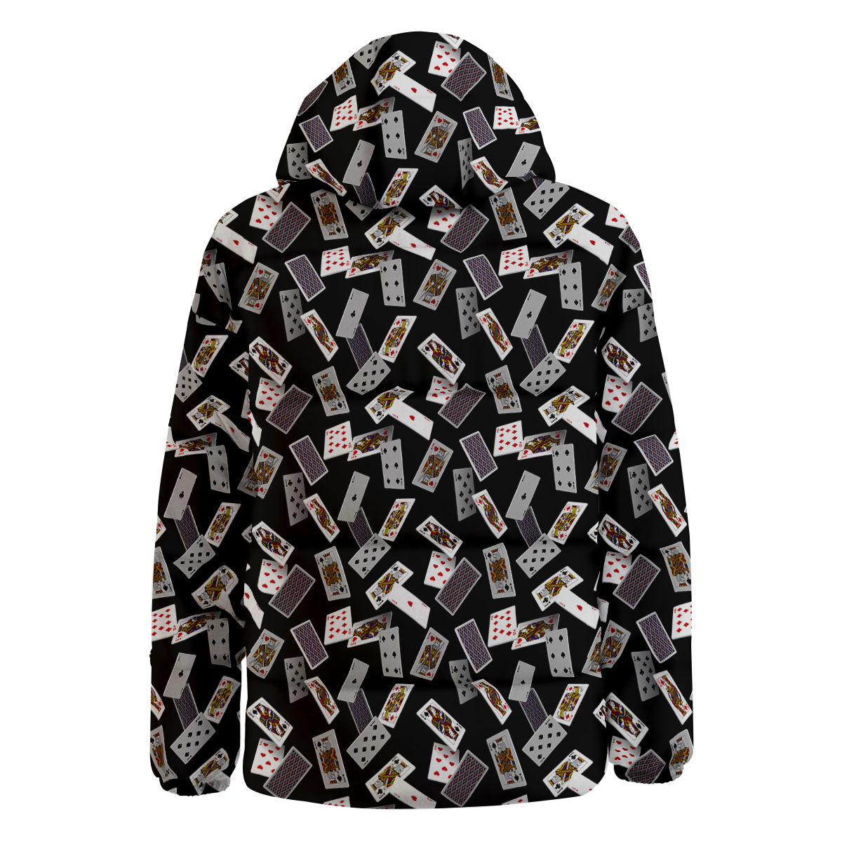 Flying Playing Cards Print Down Jacket-grizzshop