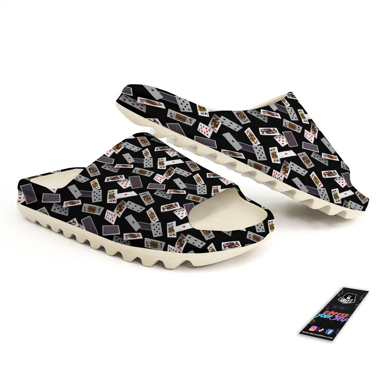 Flying Playing Cards Print Sandals-grizzshop