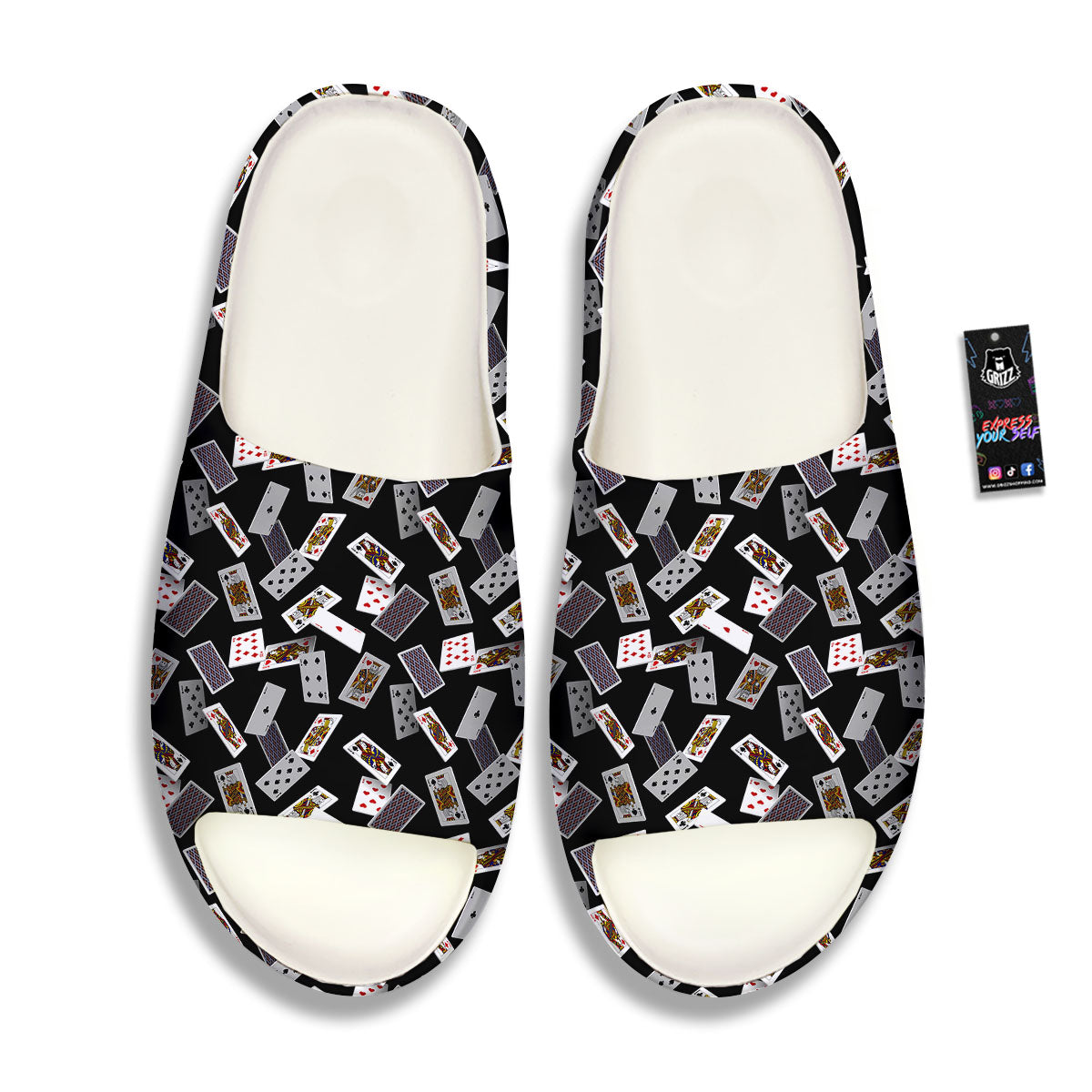 Flying Playing Cards Print Sandals-grizzshop