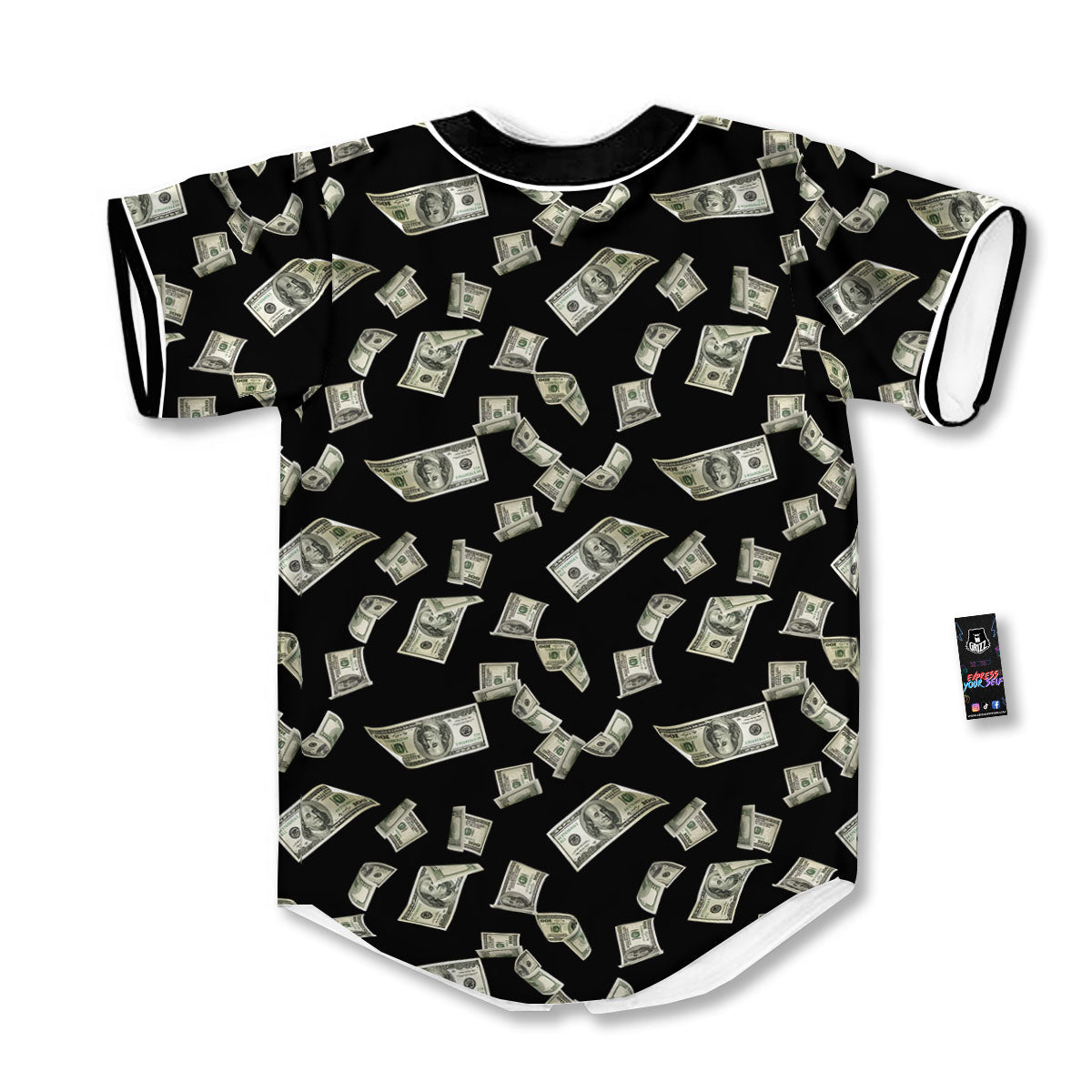 Flying US Dollar Money Print Baseball Jersey-grizzshop
