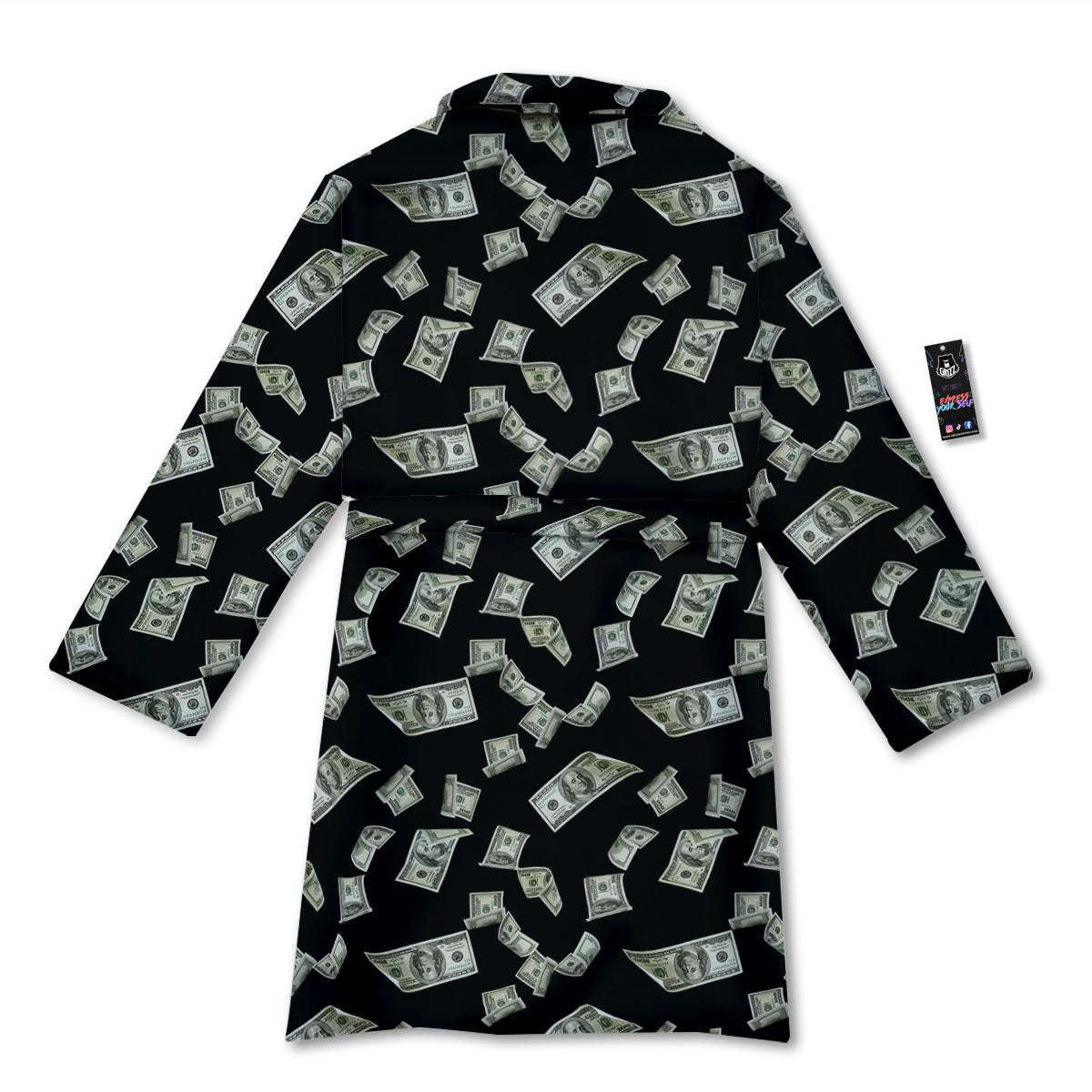 Flying US Dollar Money Print Bathrobe-grizzshop