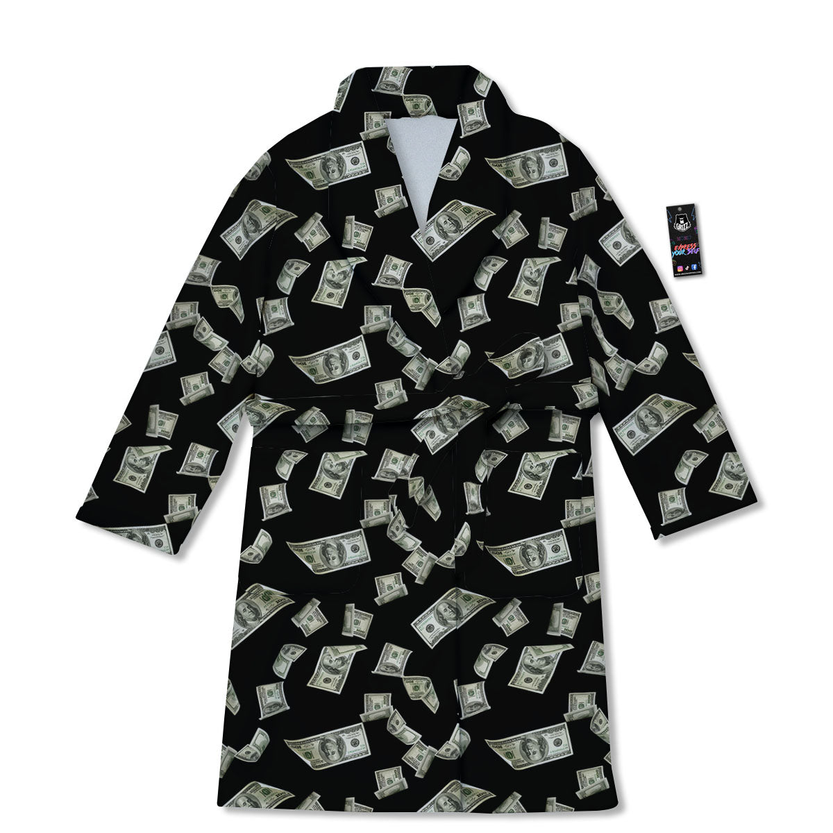 Flying US Dollar Money Print Bathrobe-grizzshop