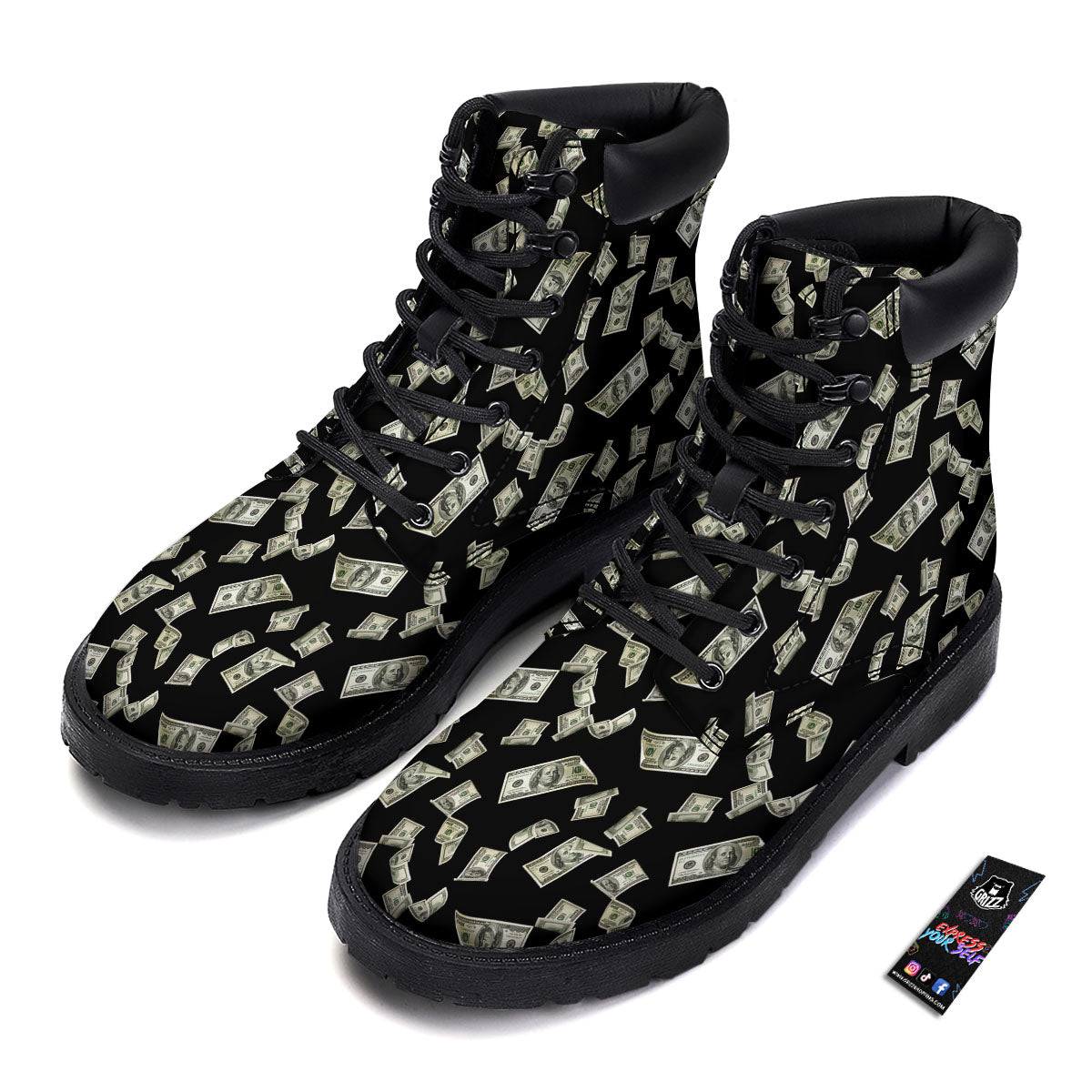 Flying US Dollar Money Print Boots-grizzshop
