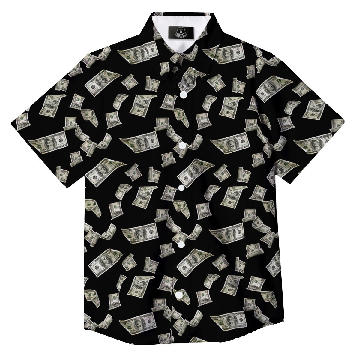 Flying US Dollar Money Print Button Up Shirt-grizzshop