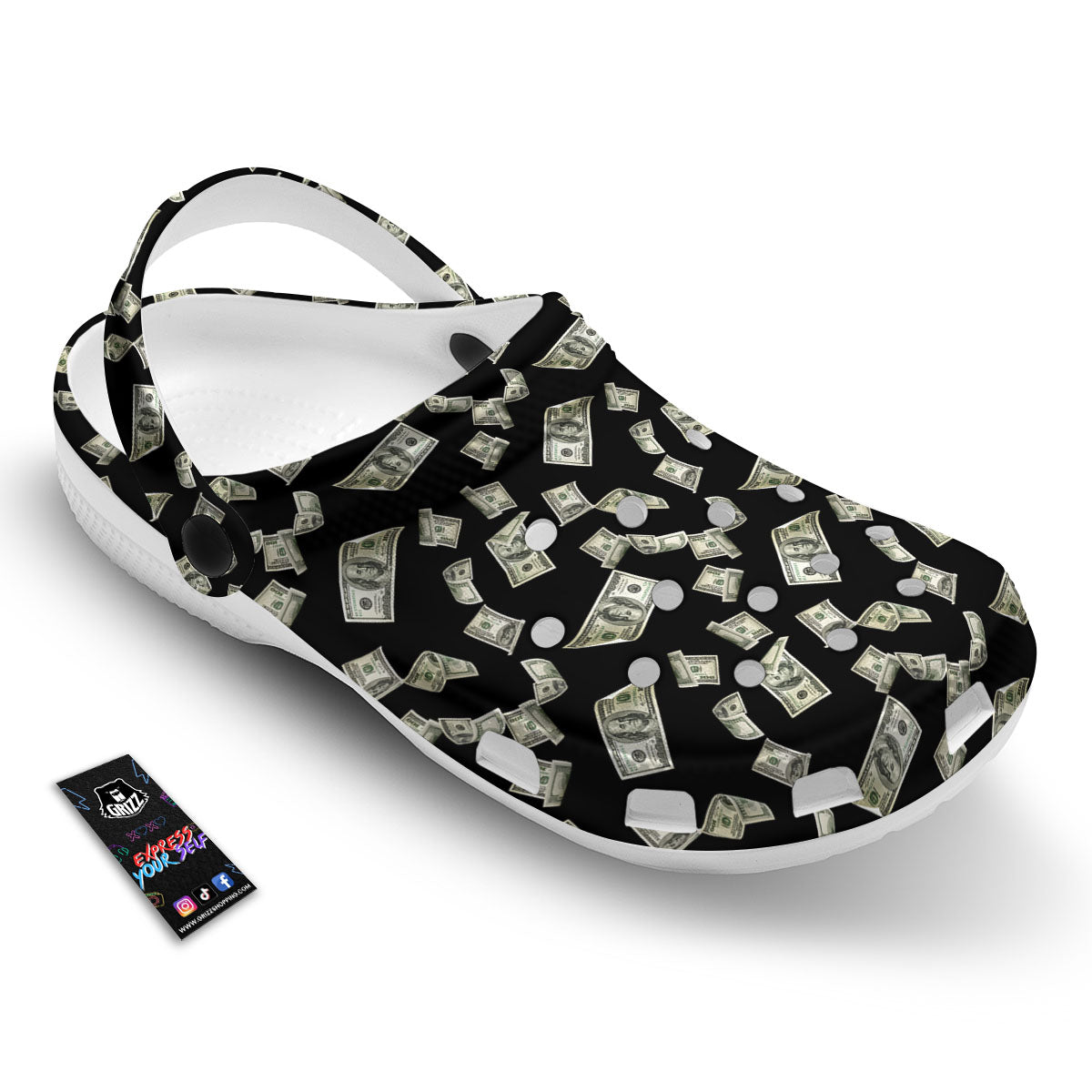 Flying US Dollar Money Print Clog-grizzshop