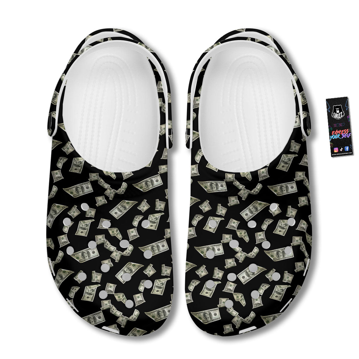 Flying US Dollar Money Print Clog-grizzshop