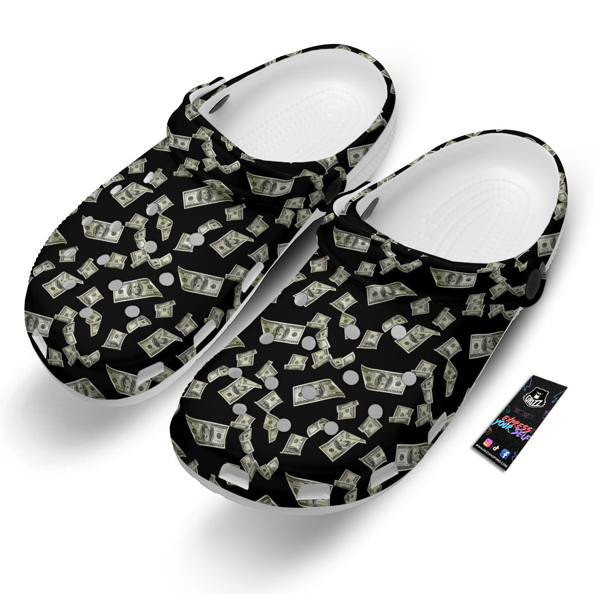Flying US Dollar Money Print Clog-grizzshop