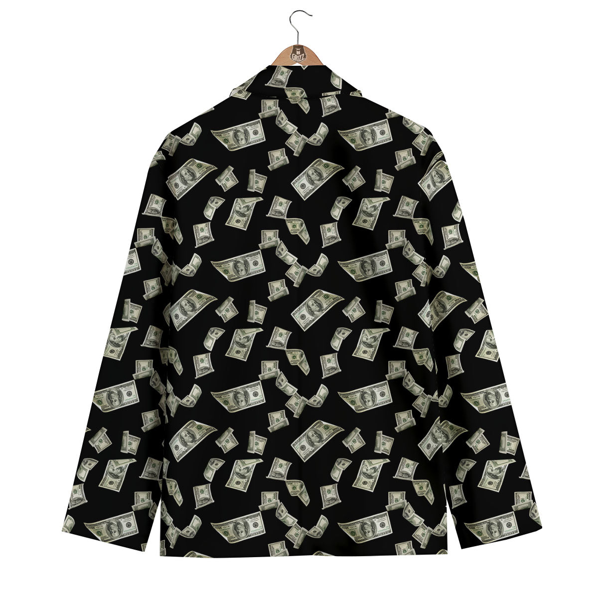 Flying US Dollar Money Print Men's Blazer-grizzshop
