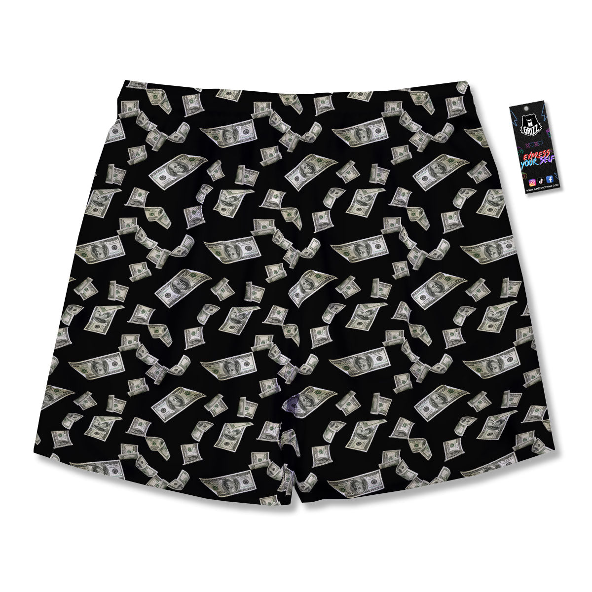 Flying US Dollar Money Print Men's Running Shorts-grizzshop