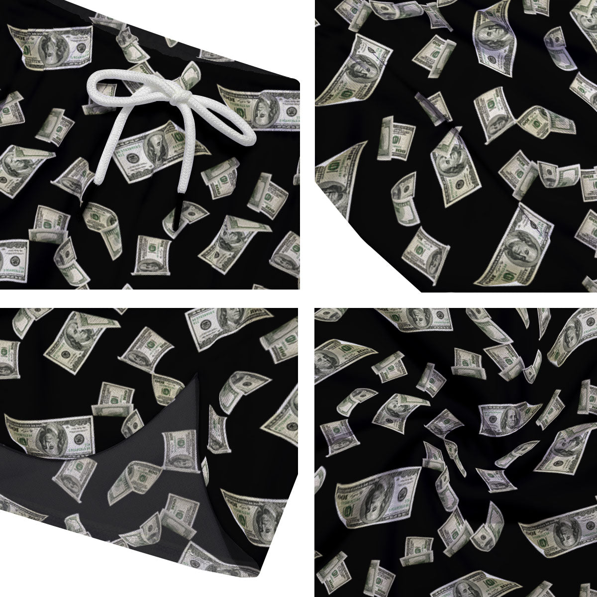 Flying US Dollar Money Print Men's Running Shorts-grizzshop