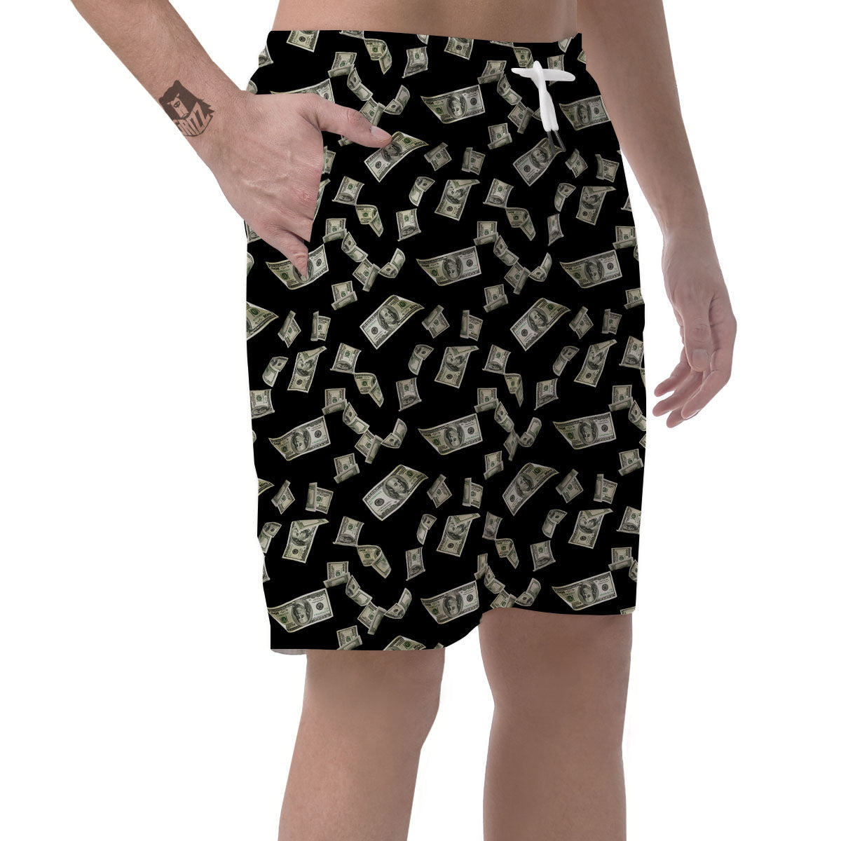 Flying US Dollar Money Print Men's Shorts-grizzshop