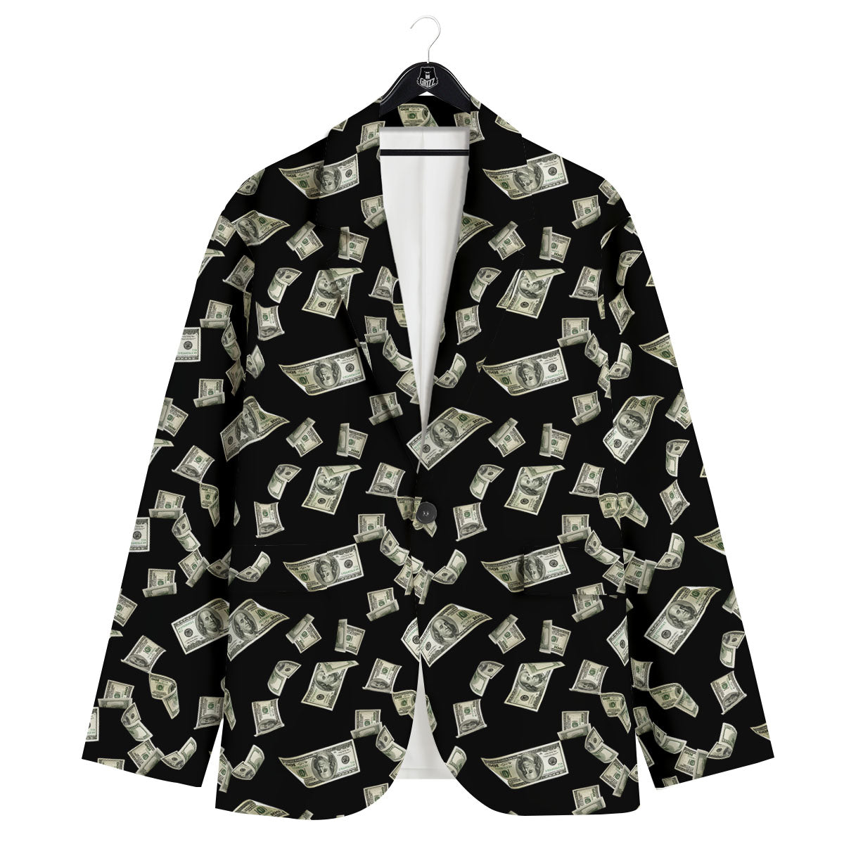 Flying US Dollar Money Print Men's Sport Coat-grizzshop