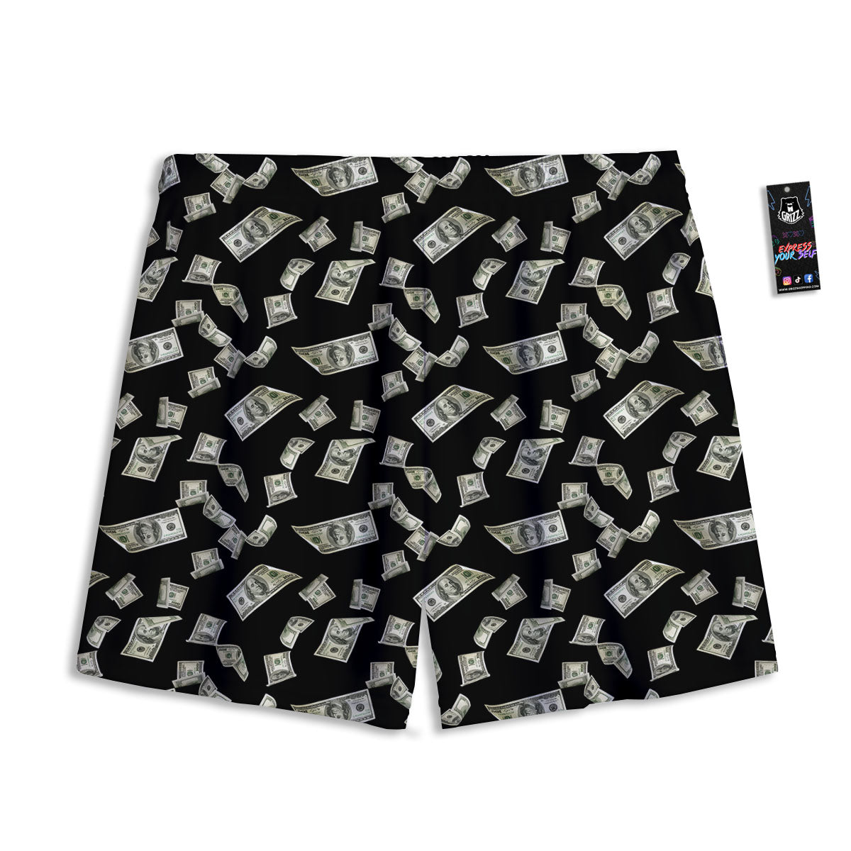 Flying US Dollar Money Print Mesh Shorts