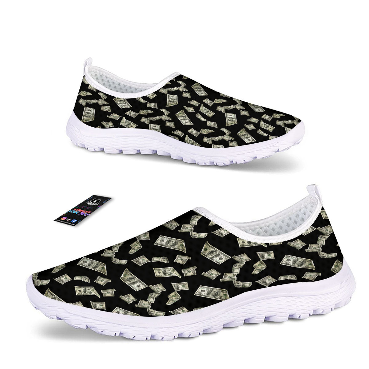 Flying US Dollar Money Print Nurse Shoes-grizzshop