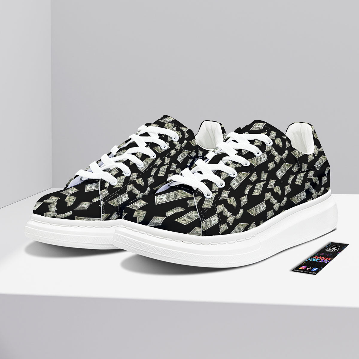 Flying US Dollar Money Print Platform Shoes-grizzshop