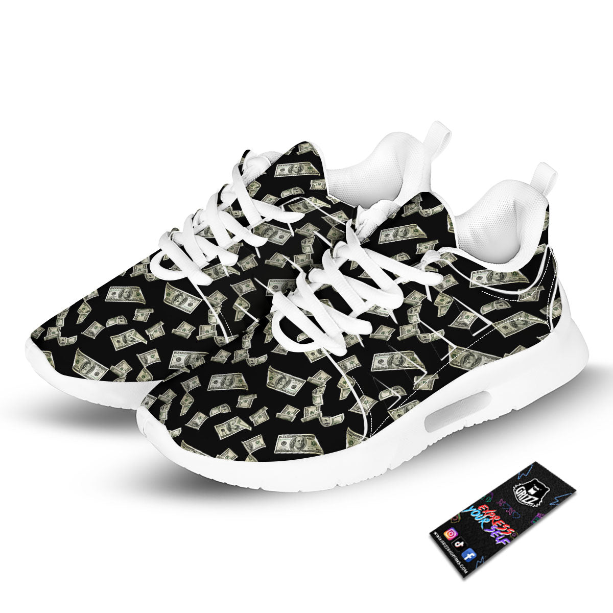 Flying US Dollar Money Print Tennis Shoes-grizzshop