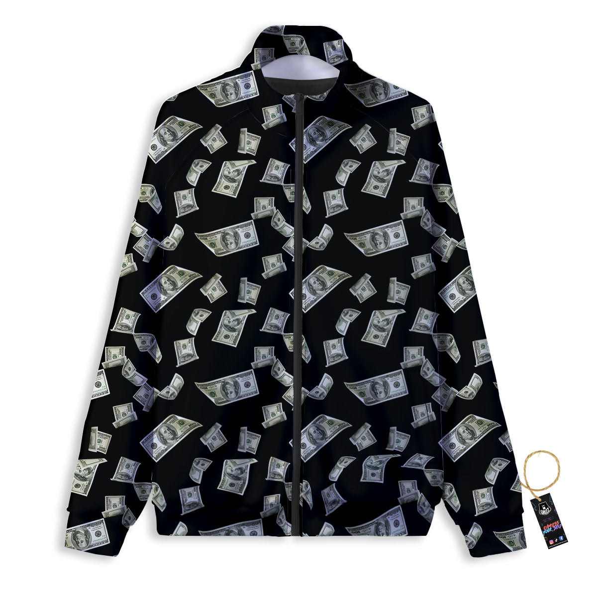 Flying US Dollar Money Print Track Jacket-grizzshop