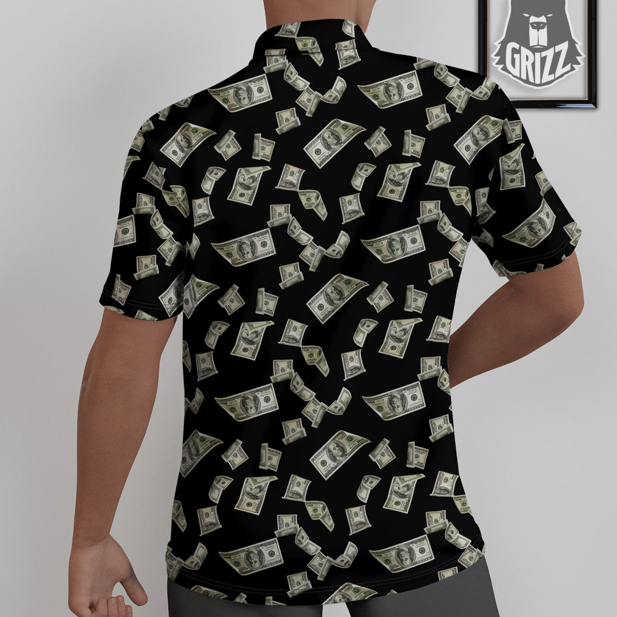 Flying US Dollar Money Print Untucked Shirts-grizzshop