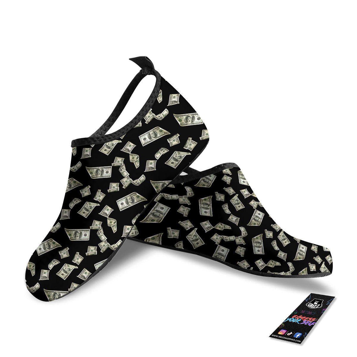 Flying US Dollar Money Print Water Shoes-grizzshop