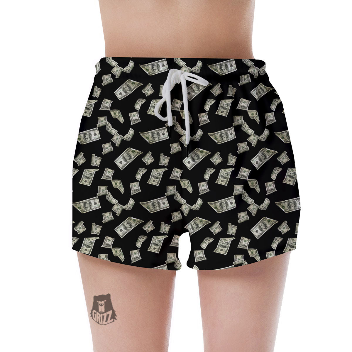 Flying US Dollar Money Print Women's Shorts-grizzshop