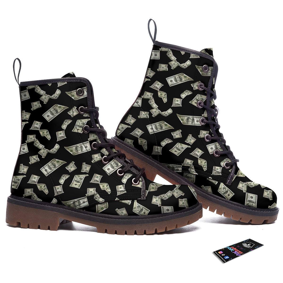 Flying US Dollar Money Print Work Boots-grizzshop