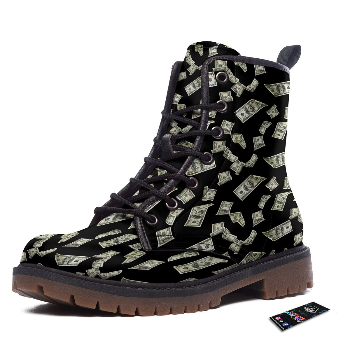 Flying US Dollar Money Print Work Boots-grizzshop