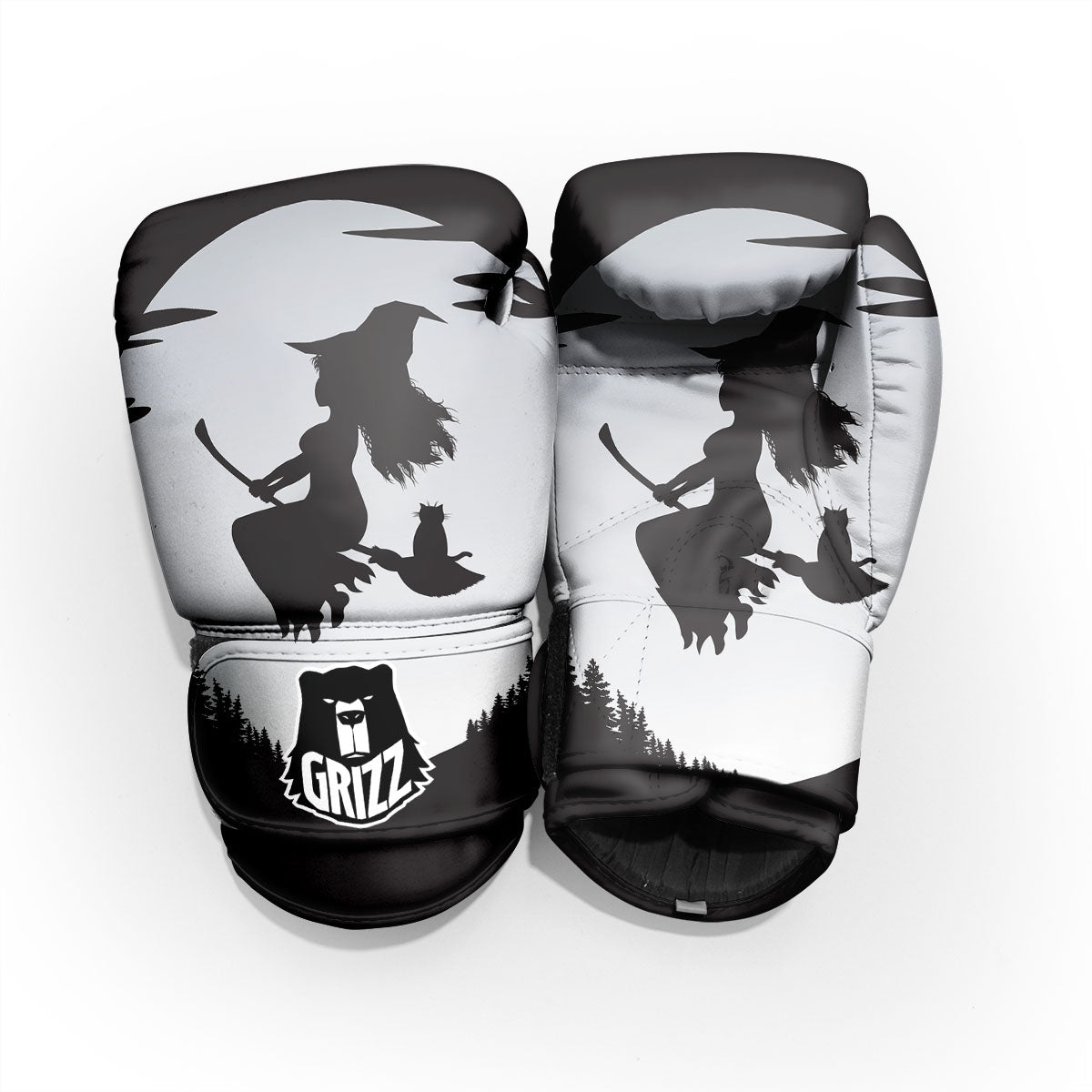 Flying Witch Cat Halloween Print Pro Boxing Glove