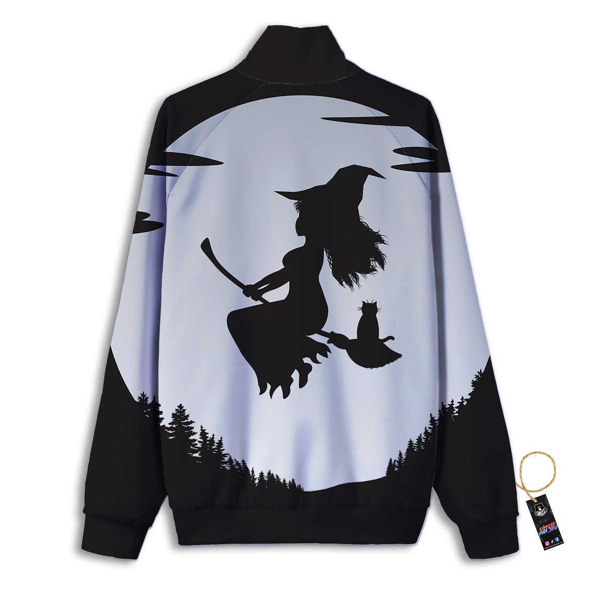 Flying Witch Cat Halloween Print Track Jacket-grizzshop