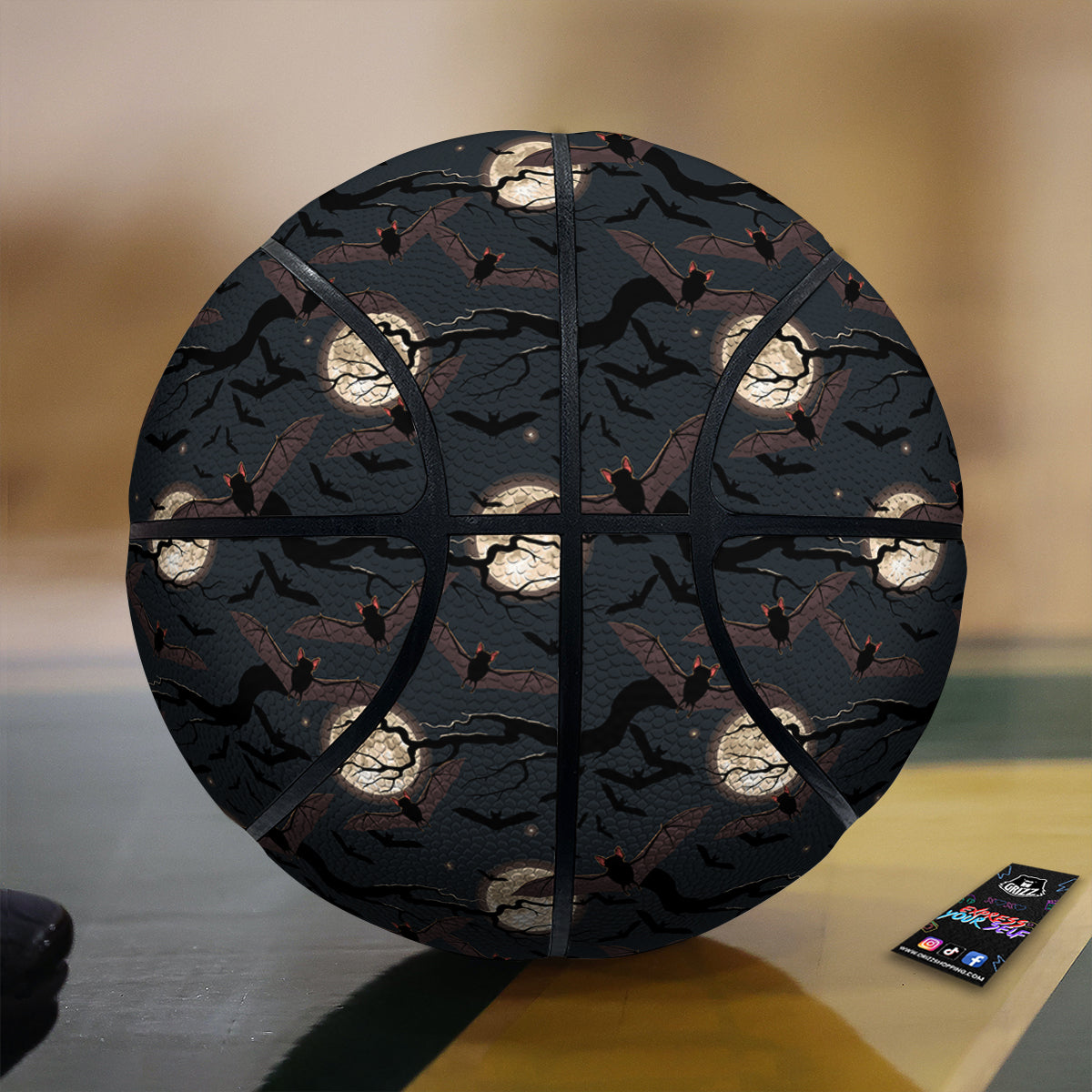Flying Bat In The Moonlight Print Pattern Basketball