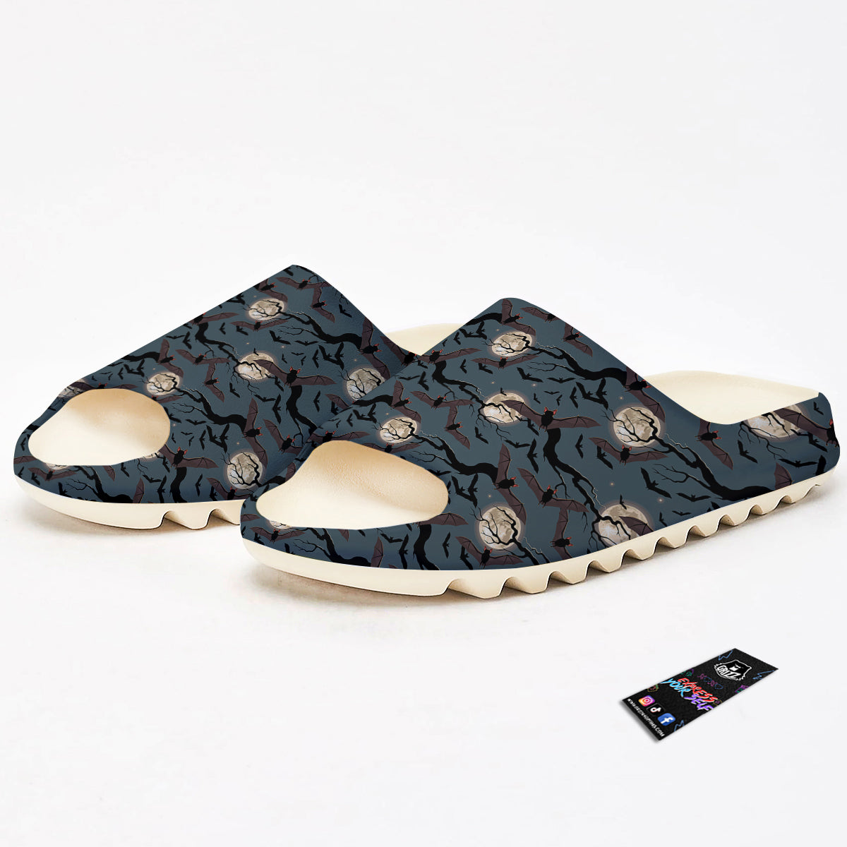 Flying Bat In The Moonlight Print Pattern Sandals-grizzshop