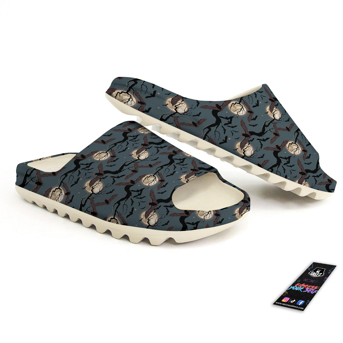 Flying Bat In The Moonlight Print Pattern Sandals-grizzshop