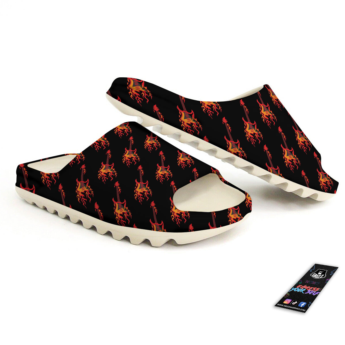 Flying Burning Guitars Print Pattern Sandals-grizzshop