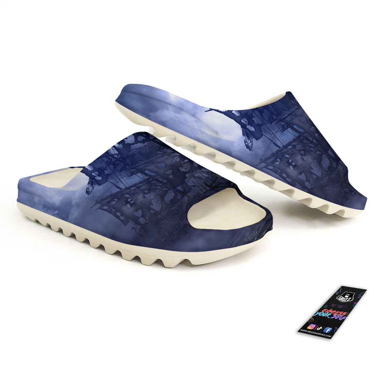 Flying Dutchman Ghost Pirate Ship Print Sandals-grizzshop