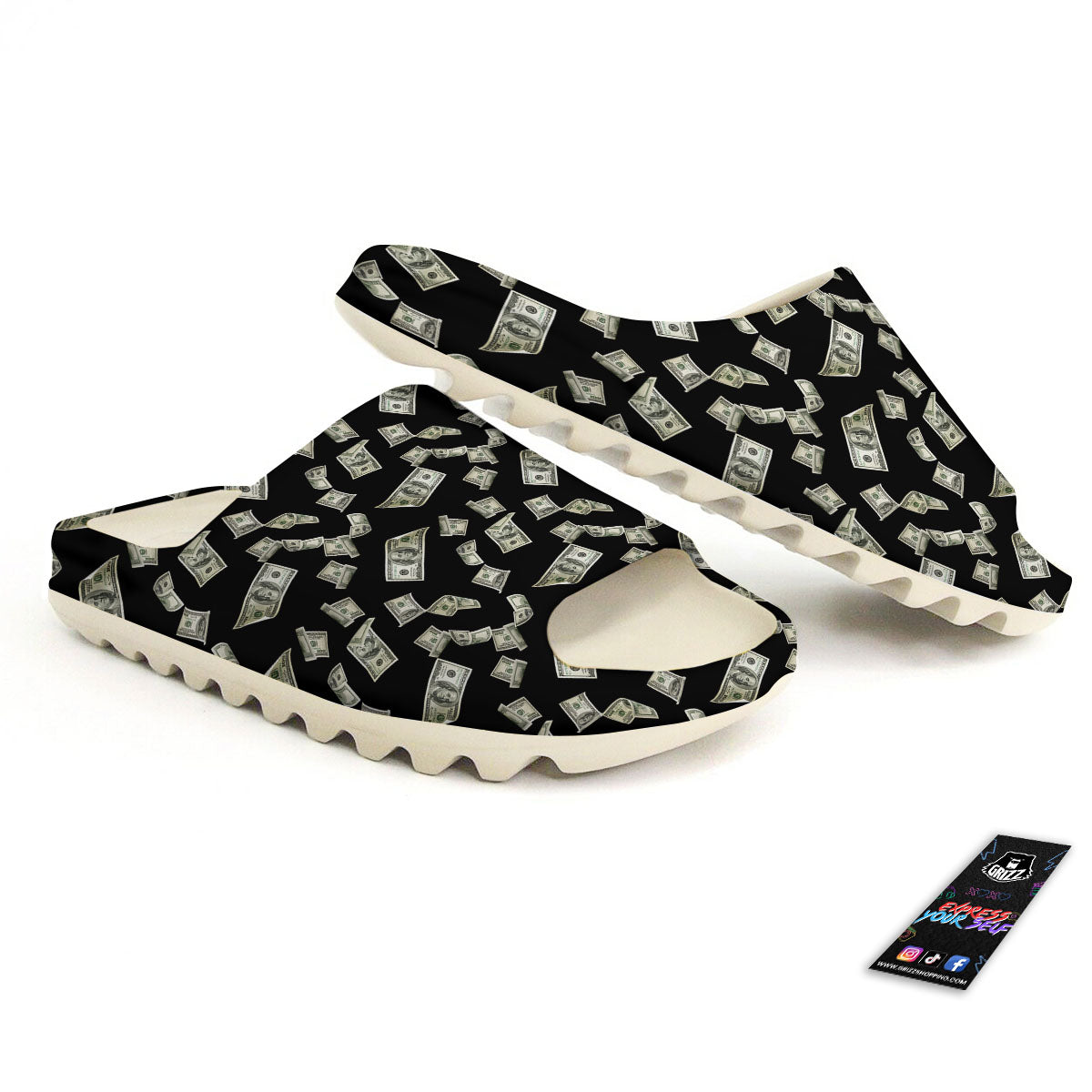Flying US Dollar Money Print Sandals-grizzshop