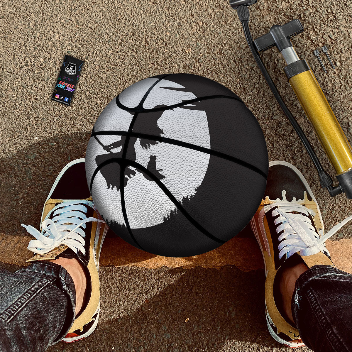 Flying Witch Cat Halloween Print Basketball