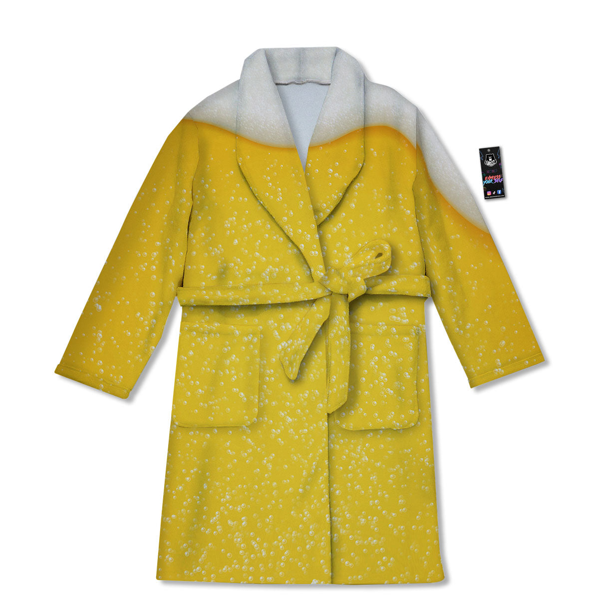 Foam And Beer Print Bathrobe-grizzshop