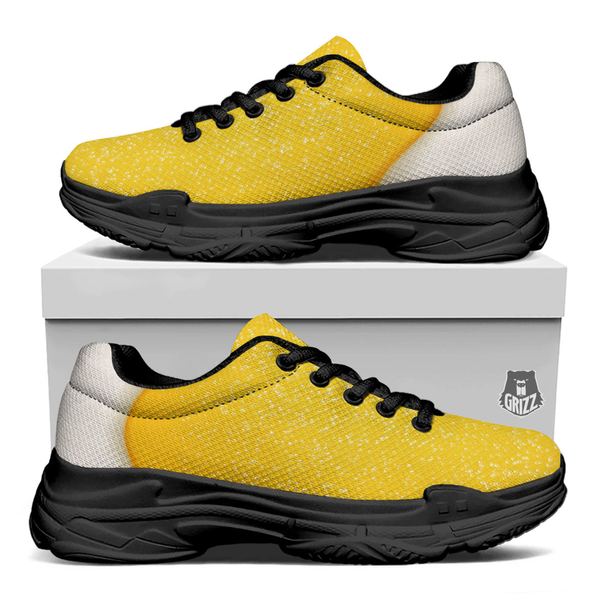 Foam And Beer Print Black Chunky Shoes-grizzshop