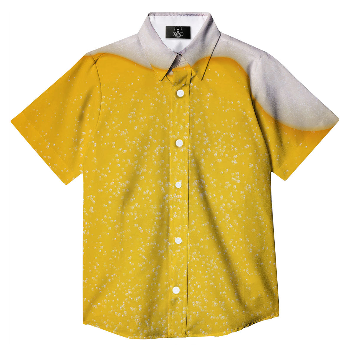 Foam And Beer Print Button Up Shirt-grizzshop