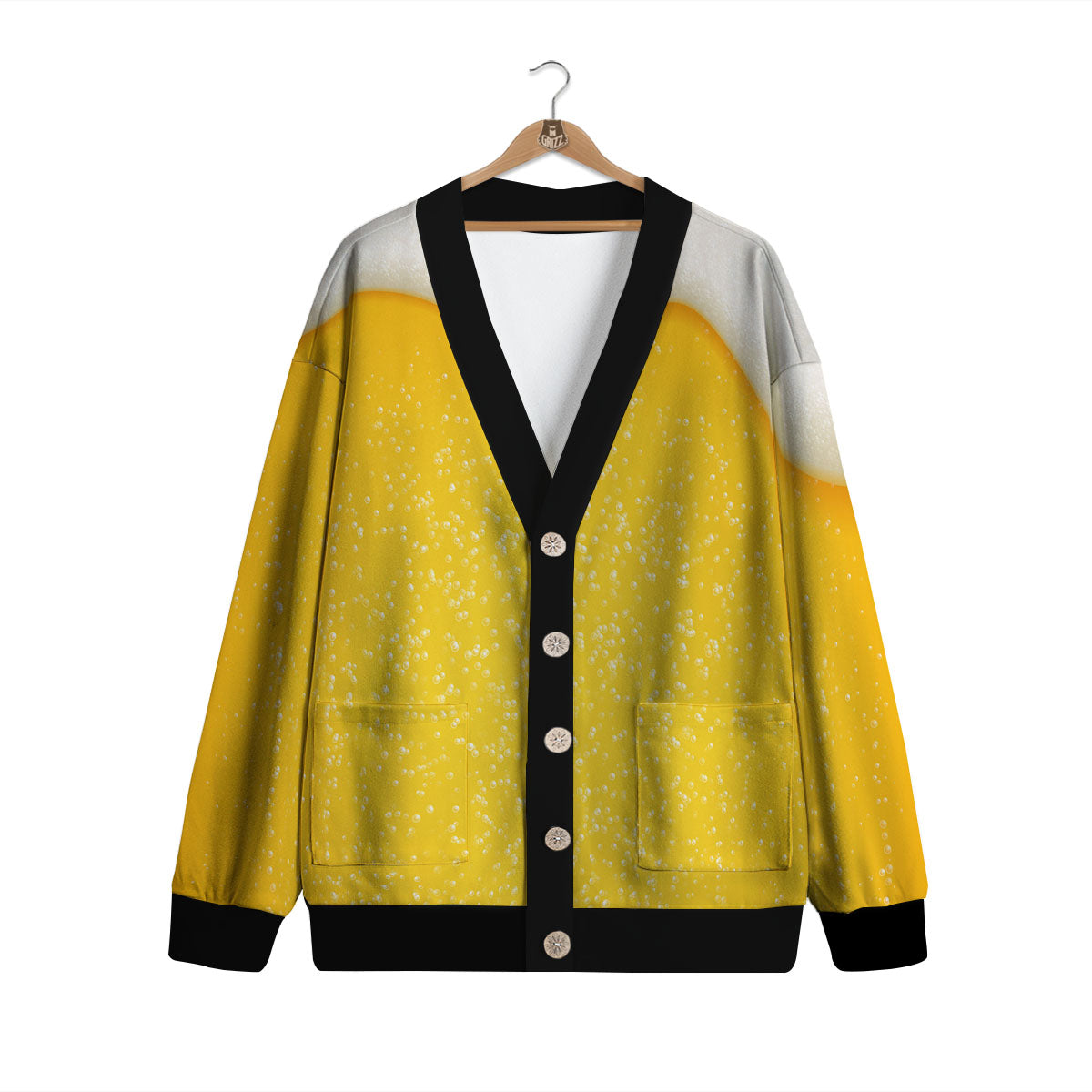 Foam And Beer Print Cardigan-grizzshop