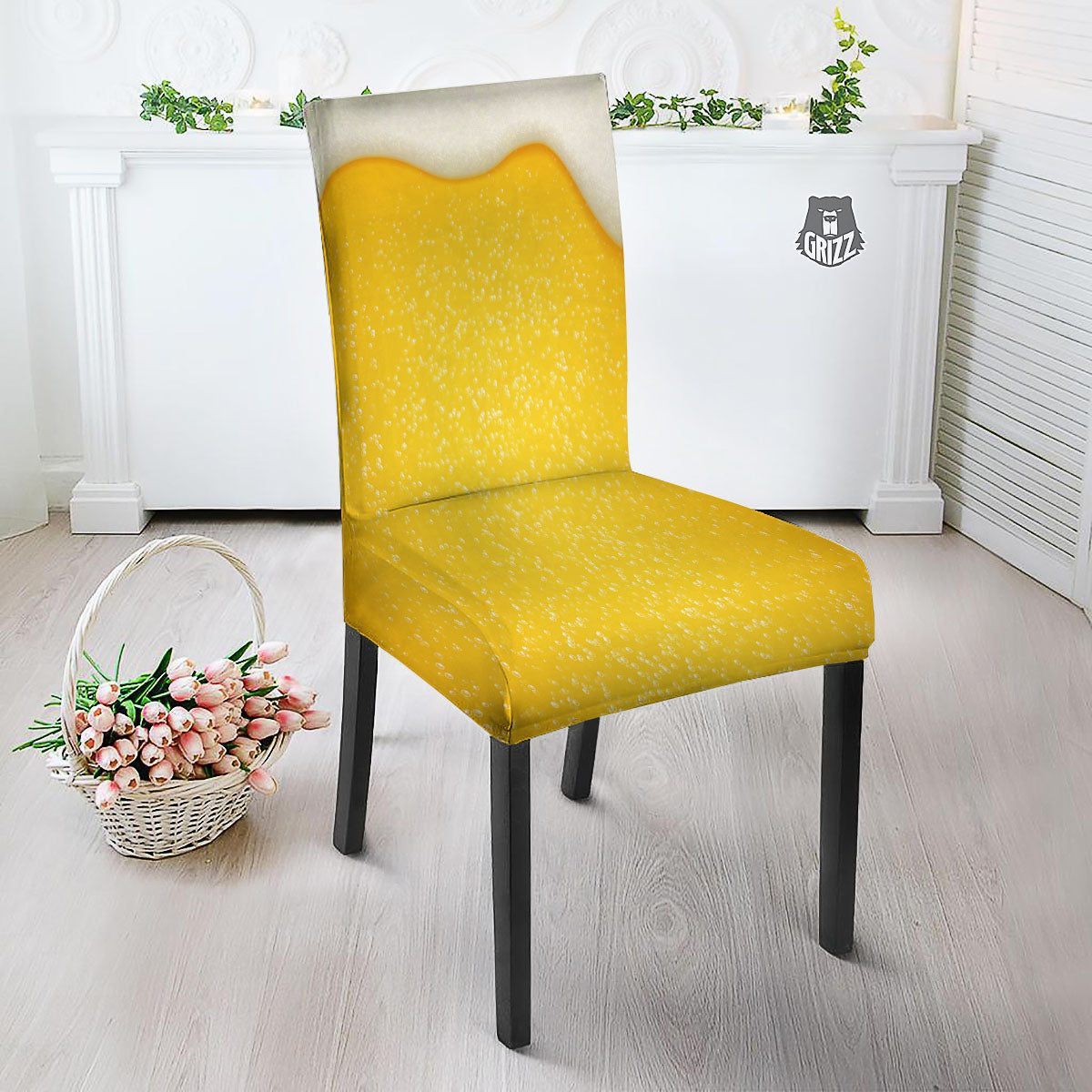 Foam And Beer Print Dining Chair Slipcover-grizzshop