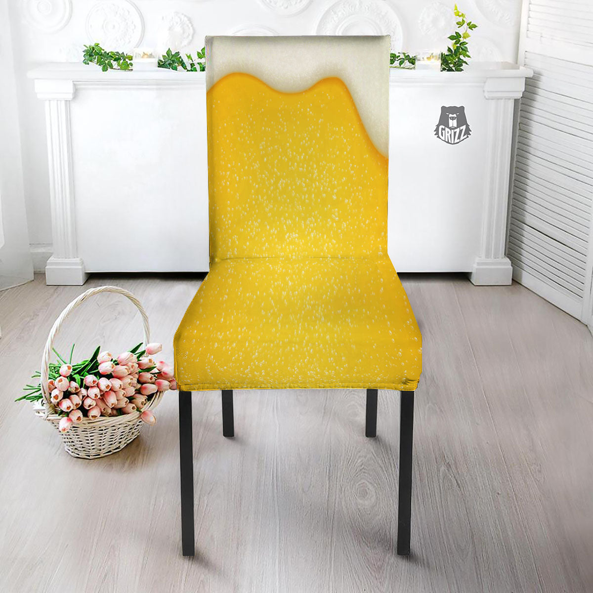 Foam And Beer Print Dining Chair Slipcover-grizzshop