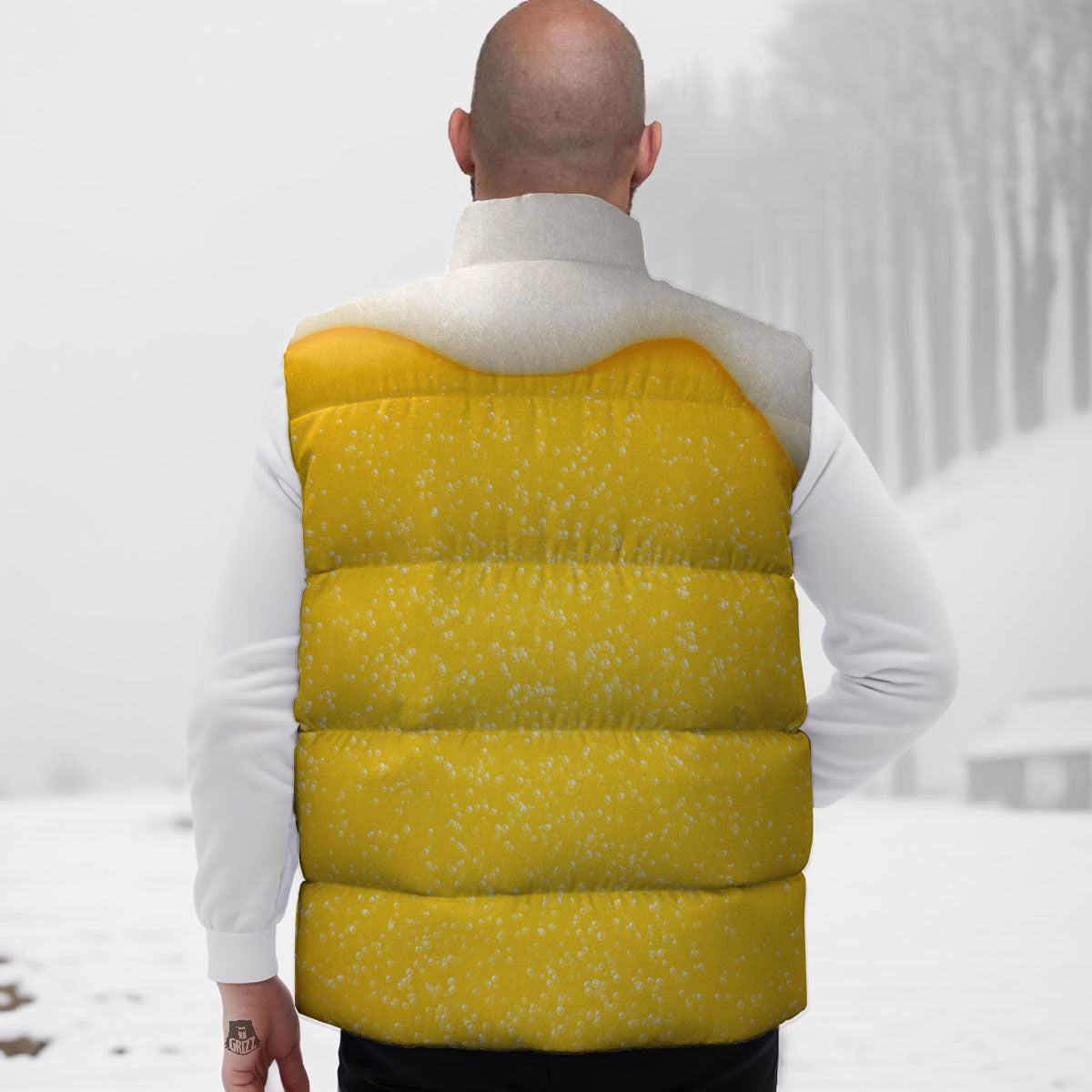 Foam And Beer Print Down Vest