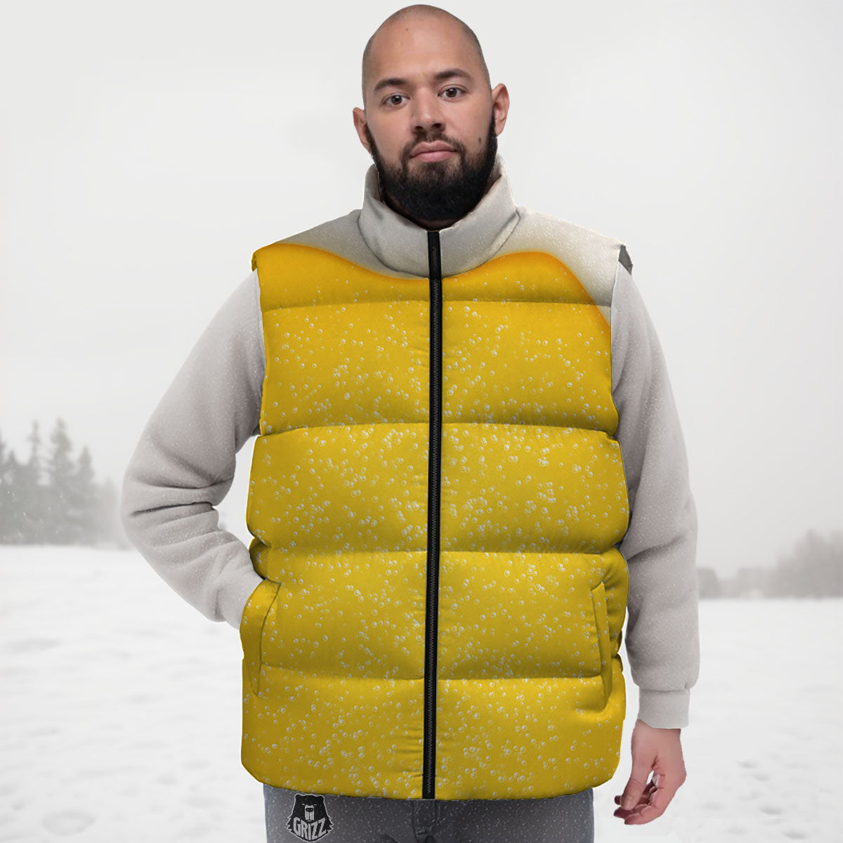 Foam And Beer Print Down Vest
