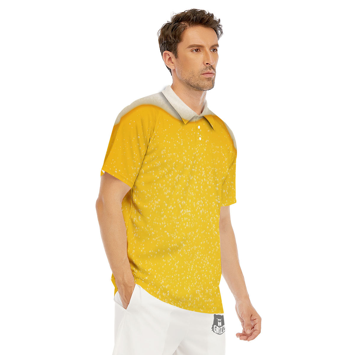 Foam And Beer Print Men's Golf Shirts-grizzshop